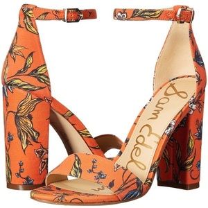 Sam Edelman Yaro Orange Floral Block-Heel Sandal